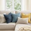 MIULEE Christmas Throw Pillow Covers Soft Corduroy Decorative Set of 2 Boho Striped Pillow Covers Pillowcases Farmhouse Home Decor for Couch Bed Sofa Living Room 18×18 Inch Pure White(Cream White)