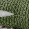 MIULEE Christmas Throw Pillow Covers Soft Corduroy Decorative Set of 2 Boho Striped Pillow Covers Pillowcases Farmhouse Home Decor for Couch Bed Sofa Living Room 18×18 Inch Pure White(Moss Green)
