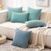MIULEE Christmas Throw Pillow Covers Soft Corduroy Decorative Set of 2 Boho Striped Pillow Covers Pillowcases Farmhouse Home Decor for Couch Bed Sofa Living Room 18×18 Inch Pure White(Turquoise)