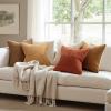 MIULEE Christmas Throw Pillow Covers Soft Corduroy Decorative Set of 2 Boho Striped Pillow Covers Pillowcases Farmhouse Home Decor for Couch Bed Sofa Living Room 18×18 Inch Pure White(Rust)