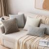 MIULEE Christmas Throw Pillow Covers Soft Corduroy Decorative Set of 2 Boho Striped Pillow Covers Pillowcases Farmhouse Home Decor for Couch Bed Sofa Living Room 18×18 Inch Pure White(Brown)