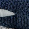 MIULEE Christmas Throw Pillow Covers Soft Corduroy Decorative Set of 2 Boho Striped Pillow Covers Pillowcases Farmhouse Home Decor for Couch Bed Sofa Living Room 18×18 Inch Pure White(Navy Blue)