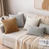 MIULEE Christmas Throw Pillow Covers Soft Corduroy Decorative Set of 2 Boho Striped Pillow Covers Pillowcases Farmhouse Home Decor for Couch Bed Sofa Living Room 18×18 Inch Pure White(Light Coffee)