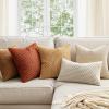 MIULEE Christmas Throw Pillow Covers Soft Corduroy Decorative Set of 2 Boho Striped Pillow Covers Pillowcases Farmhouse Home Decor for Couch Bed Sofa Living Room 18×18 Inch Pure White(Rust)