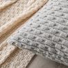 MIULEE Christmas Throw Pillow Covers Soft Corduroy Decorative Set of 2 Boho Striped Pillow Covers Pillowcases Farmhouse Home Decor for Couch Bed Sofa Living Room 18×18 Inch Pure White(Light Grey)