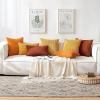 MIULEE Christmas Throw Pillow Covers Soft Corduroy Decorative Set of 2 Boho Striped Pillow Covers Pillowcases Farmhouse Home Decor for Couch Bed Sofa Living Room 18×18 Inch Pure White(Yellow)