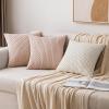 MIULEE Christmas Throw Pillow Covers Soft Corduroy Decorative Set of 2 Boho Striped Pillow Covers Pillowcases Farmhouse Home Decor for Couch Bed Sofa Living Room 18×18 Inch Pure White(Pink)