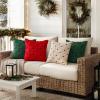 MIULEE Christmas Tree Decorative Pillow Covers Faux Fur Wool Throw Pillows Soft Plush Cushion Covers Set of 2 Xmas Home Decor Winter Holiday for Sofa Couch Livingroom Bed 18×18 Inch Beige(Red)