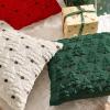 MIULEE Christmas Tree Decorative Pillow Covers Faux Fur Wool Throw Pillows Soft Plush Cushion Covers Set of 2 Xmas Home Decor Winter Holiday for Sofa Couch Livingroom Bed 18×18 Inch Beige(Dark Green)