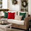 MIULEE Christmas Tree Decorative Pillow Covers Faux Fur Wool Throw Pillows Soft Plush Cushion Covers Set of 2 Xmas Home Decor Winter Holiday for Sofa Couch Livingroom Bed 18×18 Inch Beige(Dark Green)