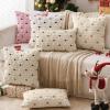 MIULEE Christmas Tree Decorative Pillow Covers Faux Fur Wool Throw Pillows Soft Plush Cushion Covers Set of 2 Xmas Home Decor Winter Holiday for Sofa Couch Livingroom Bed 18×18 Inch Cream(Pink)