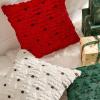 MIULEE Christmas Tree Decorative Pillow Covers Faux Fur Wool Throw Pillows Soft Plush Cushion Covers Set of 2 Xmas Home Decor Winter Holiday for Sofa Couch Livingroom Bed 18×18 Inch Beige(Red)