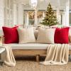 MIULEE Christmas Trees Pillow Covers Set of 2 Decorative Soft Throw Pillows Plush Faux Fur Wool Embroidered Couch Cushion for Holiday Winter Home Decor Chair Sofa Bedroom Living Room,Green 18x18inch(White)