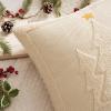 MIULEE Christmas Trees Pillow Covers Set of 2 Decorative Soft Throw Pillows Plush Faux Fur Wool Embroidered Couch Cushion for Holiday Winter Home Decor Chair Sofa Bedroom Living Room,Green 18x18inch(Beige)