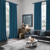 MIULEE Christmas Velvet Curtains 96 Inches Long 2 Panels Set for Bedroom, Pinch Pleat Back Tab Thermal Insulated Living Room Darkening Drapes Pleated Blackout Floor to Ceiling Curtain with Hooks, Red(Peacock Blue)