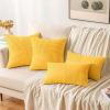 MIULEE Christmas White Corduroy Pillow Covers Pack of 2 Boho Decorative Spliced Throw Pillow Covers Soft Couch Pillowcases Cross Patchwork Textured Cushion Covers for Living Room Bed Sofa 18×18 inch(Golden Yellow)