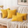MIULEE Christmas White Corduroy Pillow Covers Pack of 2 Boho Decorative Spliced Throw Pillow Covers Soft Couch Pillowcases Cross Patchwork Textured Cushion Covers for Living Room Bed Sofa 18×18 inch(Mustard Yellow)