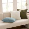 MIULEE Christmas White Corduroy Pillow Covers Pack of 2 Boho Decorative Spliced Throw Pillow Covers Soft Couch Pillowcases Cross Patchwork Textured Cushion Covers for Living Room Bed Sofa 18×18 inch(Dusty Blue)