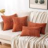 MIULEE Christmas White Corduroy Pillow Covers Pack of 2 Boho Decorative Spliced Throw Pillow Covers Soft Couch Pillowcases Cross Patchwork Textured Cushion Covers for Living Room Bed Sofa 18×18 inch(Rust)