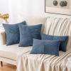 MIULEE Christmas White Corduroy Pillow Covers Pack of 2 Boho Decorative Spliced Throw Pillow Covers Soft Couch Pillowcases Cross Patchwork Textured Cushion Covers for Living Room Bed Sofa 18×18 inch(Blue)
