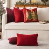MIULEE Christmas White Corduroy Pillow Covers Pack of 2 Boho Decorative Spliced Throw Pillow Covers Soft Couch Pillowcases Cross Patchwork Textured Cushion Covers for Living Room Bed Sofa 18×18 inch(Burgundy)