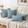 MIULEE Christmas White Corduroy Pillow Covers Pack of 2 Boho Decorative Spliced Throw Pillow Covers Soft Couch Pillowcases Cross Patchwork Textured Cushion Covers for Living Room Bed Sofa 18×18 inch(Dusty Blue)