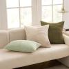 MIULEE Christmas White Corduroy Pillow Covers Pack of 2 Boho Decorative Spliced Throw Pillow Covers Soft Couch Pillowcases Cross Patchwork Textured Cushion Covers for Living Room Bed Sofa 18×18 inch(Light Green)