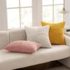 MIULEE Christmas White Corduroy Pillow Covers Pack of 2 Boho Decorative Spliced Throw Pillow Covers Soft Couch Pillowcases Cross Patchwork Textured Cushion Covers for Living Room Bed Sofa 18×18 inch(Blush Pink)