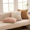 MIULEE Christmas White Corduroy Pillow Covers Pack of 2 Boho Decorative Spliced Throw Pillow Covers Soft Couch Pillowcases Cross Patchwork Textured Cushion Covers for Living Room Bed Sofa 18×18 inch(Brown)