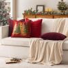MIULEE Christmas White Corduroy Pillow Covers Pack of 2 Boho Decorative Spliced Throw Pillow Covers Soft Couch Pillowcases Cross Patchwork Textured Cushion Covers for Living Room Bed Sofa 18×18 inch(Burgundy)