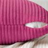 MIULEE Christmas White Corduroy Pillow Covers Pack of 2 Boho Decorative Spliced Throw Pillow Covers Soft Couch Pillowcases Cross Patchwork Textured Cushion Covers for Living Room Bed Sofa 18×18 inch(Hot Pink)