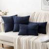 MIULEE Christmas White Corduroy Pillow Covers Pack of 2 Boho Decorative Spliced Throw Pillow Covers Soft Couch Pillowcases Cross Patchwork Textured Cushion Covers for Living Room Bed Sofa 18×18 inch(Navy Blue)