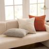 MIULEE Christmas White Corduroy Pillow Covers Pack of 2 Boho Decorative Spliced Throw Pillow Covers Soft Couch Pillowcases Cross Patchwork Textured Cushion Covers for Living Room Bed Sofa 18×18 inch(Light Brown)