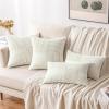 MIULEE Christmas White Corduroy Pillow Covers Pack of 2 Boho Decorative Spliced Throw Pillow Covers Soft Couch Pillowcases Cross Patchwork Textured Cushion Covers for Living Room Bed Sofa 18×18 inch(White)