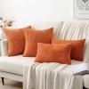 MIULEE Christmas White Corduroy Pillow Covers Pack of 2 Boho Decorative Spliced Throw Pillow Covers Soft Couch Pillowcases Cross Patchwork Textured Cushion Covers for Living Room Bed Sofa 18×18 inch(Orange)