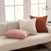 MIULEE Christmas White Corduroy Pillow Covers Pack of 2 Boho Decorative Spliced Throw Pillow Covers Soft Couch Pillowcases Cross Patchwork Textured Cushion Covers for Living Room Bed Sofa 18×18 inch(Dark Rust)