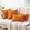 MIULEE Christmas White Corduroy Pillow Covers Pack of 2 Boho Decorative Spliced Throw Pillow Covers Soft Couch Pillowcases Cross Patchwork Textured Cushion Covers for Living Room Bed Sofa 18×18 inch(Burnt Orange)