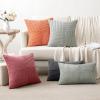 MIULEE Christmas White Corduroy Pillow Covers Pack of 2 Boho Decorative Spliced Throw Pillow Covers Soft Couch Pillowcases Cross Patchwork Textured Cushion Covers for Living Room Bed Sofa 18×18 inch(Coral Red)