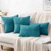 MIULEE Christmas White Corduroy Pillow Covers Pack of 2 Boho Decorative Spliced Throw Pillow Covers Soft Couch Pillowcases Cross Patchwork Textured Cushion Covers for Living Room Bed Sofa 18×18 inch(Teal)