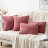 MIULEE Christmas White Corduroy Pillow Covers Pack of 2 Boho Decorative Spliced Throw Pillow Covers Soft Couch Pillowcases Cross Patchwork Textured Cushion Covers for Living Room Bed Sofa 18×18 inch(Cranberry Red)