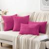 MIULEE Christmas White Corduroy Pillow Covers Pack of 2 Boho Decorative Spliced Throw Pillow Covers Soft Couch Pillowcases Cross Patchwork Textured Cushion Covers for Living Room Bed Sofa 18×18 inch(Hot Pink)
