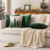 MIULEE Christmas White Corduroy Pillow Covers Pack of 2 Boho Decorative Spliced Throw Pillow Covers Soft Couch Pillowcases Cross Patchwork Textured Cushion Covers for Living Room Bed Sofa 18×18 inch(Army Green)