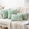 MIULEE Christmas White Corduroy Pillow Covers Pack of 2 Boho Decorative Spliced Throw Pillow Covers Soft Couch Pillowcases Cross Patchwork Textured Cushion Covers for Living Room Bed Sofa 18×18 inch(Mint)