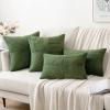 MIULEE Christmas White Corduroy Pillow Covers Pack of 2 Boho Decorative Spliced Throw Pillow Covers Soft Couch Pillowcases Cross Patchwork Textured Cushion Covers for Living Room Bed Sofa 18×18 inch(Moss Green)