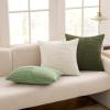 MIULEE Christmas White Corduroy Pillow Covers Pack of 2 Boho Decorative Spliced Throw Pillow Covers Soft Couch Pillowcases Cross Patchwork Textured Cushion Covers for Living Room Bed Sofa 18×18 inch(Olive Green)
