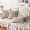 MIULEE Christmas White Corduroy Pillow Covers Pack of 2 Boho Decorative Spliced Throw Pillow Covers Soft Couch Pillowcases Cross Patchwork Textured Cushion Covers for Living Room Bed Sofa 18×18 inch(Light Brown)