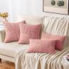 MIULEE Christmas White Corduroy Pillow Covers Pack of 2 Boho Decorative Spliced Throw Pillow Covers Soft Couch Pillowcases Cross Patchwork Textured Cushion Covers for Living Room Bed Sofa 18×18 inch(Blush Pink)