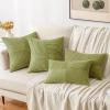 MIULEE Christmas White Corduroy Pillow Covers Pack of 2 Boho Decorative Spliced Throw Pillow Covers Soft Couch Pillowcases Cross Patchwork Textured Cushion Covers for Living Room Bed Sofa 18×18 inch(Green)