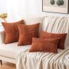 MIULEE Christmas White Corduroy Pillow Covers Pack of 2 Boho Decorative Spliced Throw Pillow Covers Soft Couch Pillowcases Cross Patchwork Textured Cushion Covers for Living Room Bed Sofa 18×18 inch(Dark Rust)