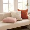 MIULEE Christmas White Corduroy Pillow Covers Pack of 2 Boho Decorative Spliced Throw Pillow Covers Soft Couch Pillowcases Cross Patchwork Textured Cushion Covers for Living Room Bed Sofa 18×18 inch(Pink)